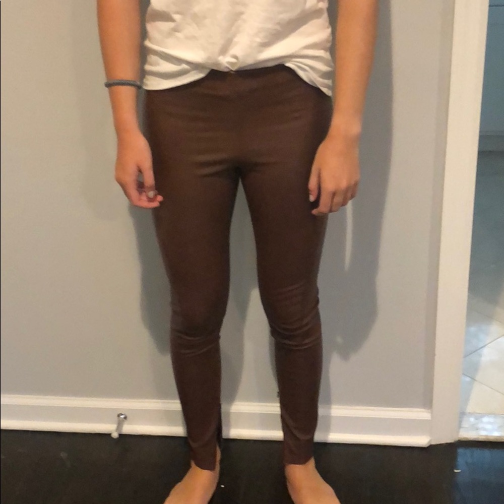 Ralph Lauren brown leather leggings size 6